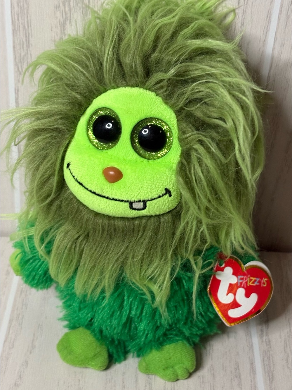 NWT Ty Beanie Babies Plush Frizzy's Scoops Halloween Monster Furry Green
